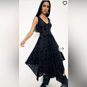 BURNED VELVET JACK SKELLINGTON V NECK HANDKERCHIEF DRESS - LIMITED, SIZE LARGE